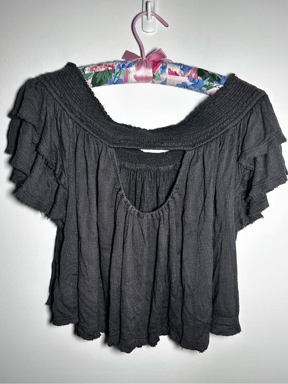 Free People Off-Shoulder Ruffle Crop Top